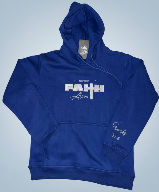 “Keep Your Faith Alive” Royal Blue Heavyweight cotton Hoodie